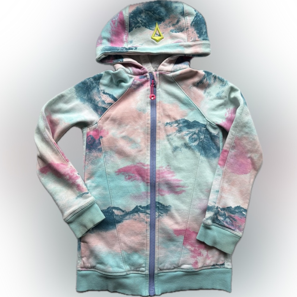 Ivivva Pastel Tie-Dye Hooded Zip-Up Sweatshirt - Pink, Mint, Blue